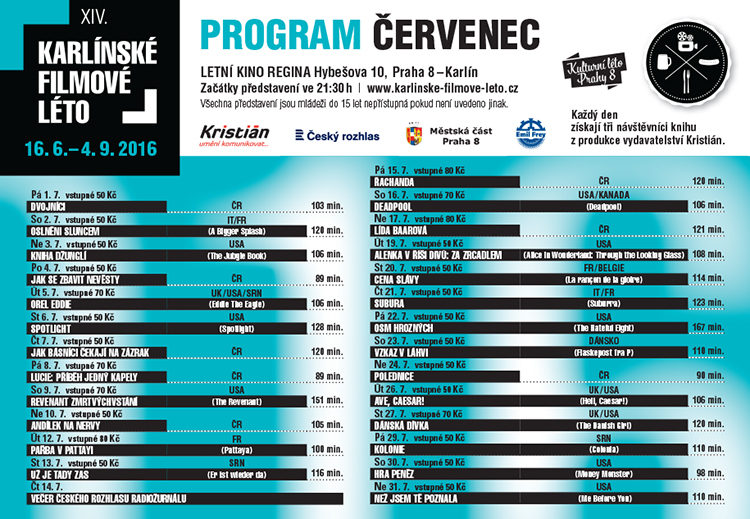 Karlínské filmové léto – červenec 2016
